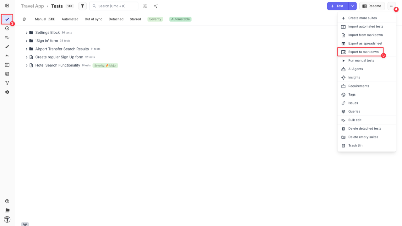 Testomatio - Export to markdown